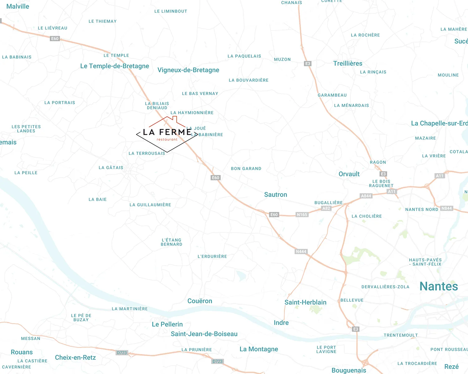Localisation du restaurant carte routière